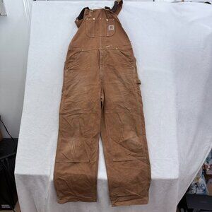 Carhartt Overalls Mens 34x30 Brown Bib Double Knee  Workwear R01 BRN